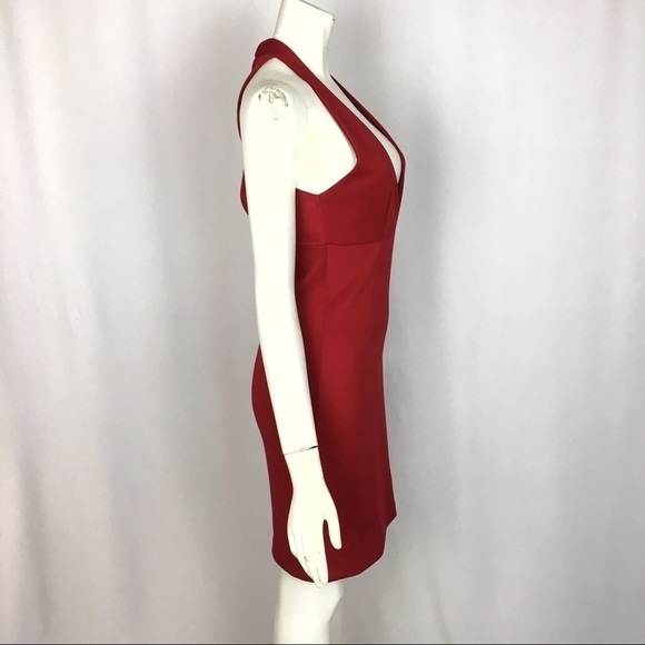 NWT Forever 21 Dress Red Halter Low V-Neck Evening Date Size Small - Picture 3 of 8